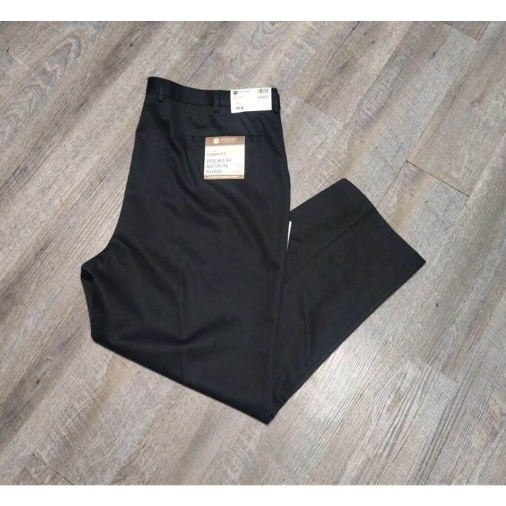 Haggar Men's Work To Weekend No Iron Flat Front Pant Black Size 36X34